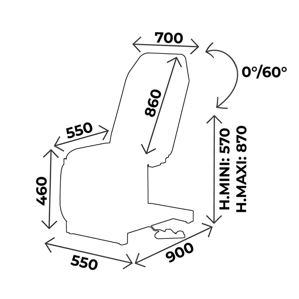 Examination couch width 700mm, pedal